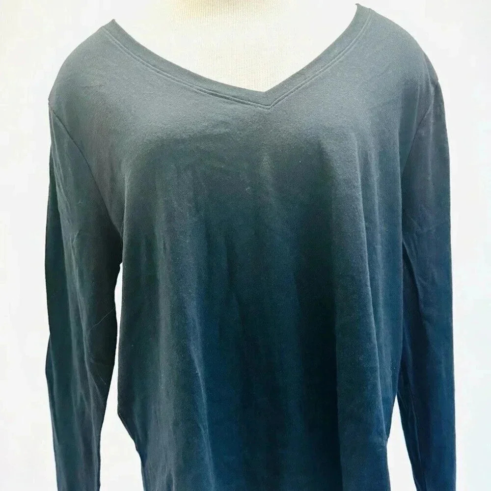 NWT SO GOODS FOR LIFE Juniors Long Sleeve Pullover V-Neck Black Shirt Size XXL